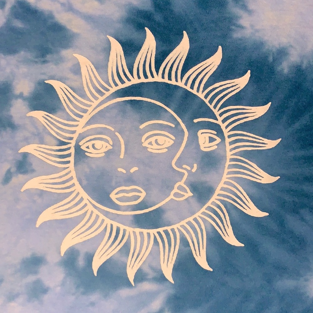 Call your mother short sleeve tie dye sun and moon crew neck tee